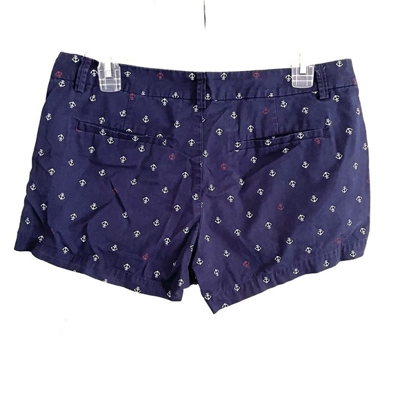 UNIQLO Mini Shorts 8 Anchor Print Navy Blue Red White Nautical Boat Vacation - Picture 3 of 3